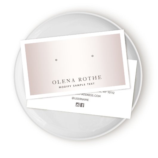 Elegante Rose Gold White Border Earring Display Telefonnummerkarte