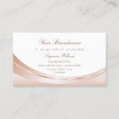 Elegante Rose Gold White mit Monogram und Diamond Visitenkarte (Rückseite)