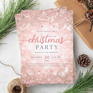 Elegante Rose Gold Winter Diamonds Weihnachten Einladung