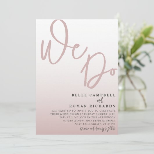 Elegante Rose Gold Wir Hochzeit Einladung (Stehend Vorderseite)