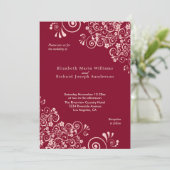 Elegante Rose Gold Wirbel Burgundy Wedding Einladung (Stehend Vorderseite)