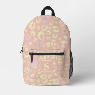Elegante Rose Gold Zitronenchiffon Leopardenprint Bedruckter Rucksack
