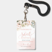 Elegante Rose Goldblütengold Eukalyptus-Gold sechz Ausweis (Vorderseite mit Schlüsselband)