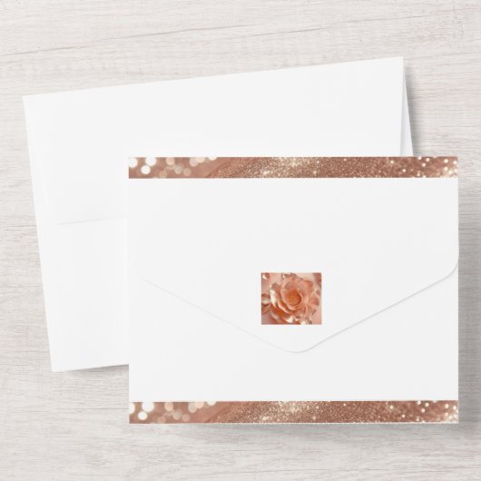 Elegante Rose Golden All in one Birthday Einladung (Rückseite)