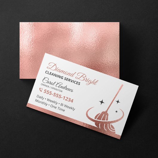 Elegante Rose Golden Foil Janitorial House Reinigu Visitenkarte