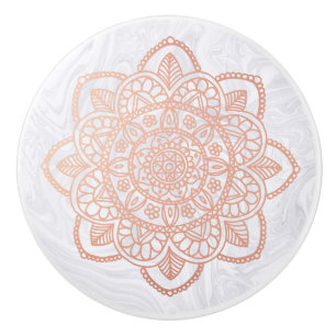 Elegante Rose Golden Mandala Keramikknauf