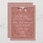 Elegante Rose Golden & Stylish Glitzer Wedding Einladung (Vorne/Hinten)
