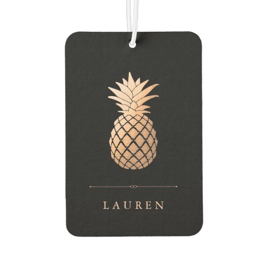 Elegante Rose Goldene Ananas auf Schwarz Autolufterfrischer (Rückseite)