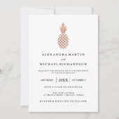 Elegante Rose Goldene Ananas Einladung zur Hochzei (Vorderseite)