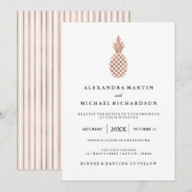 Elegante Rose Goldene Ananas Einladung zur Hochzei