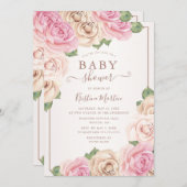 Elegante Rose Goldene Aquarellblütendusche Einladung (Vorne/Hinten)