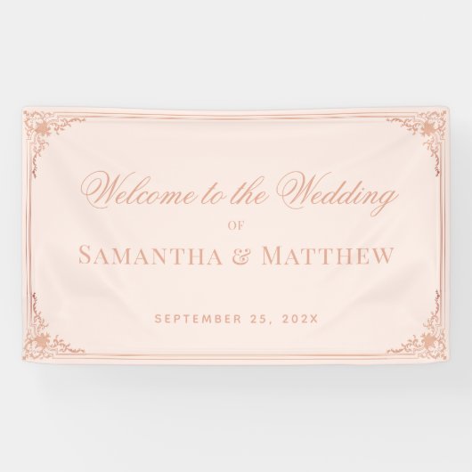 Elegante Rose Goldene Blüte Banner (Horizontal)