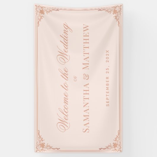 Elegante Rose Goldene Blüte Banner (Vertikal)