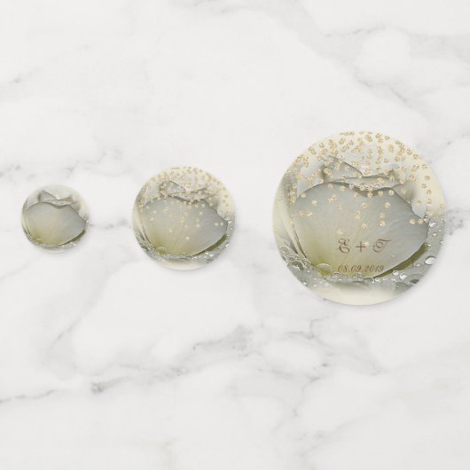 Elegante Rose ,Goldene Diamanten,Liebe Konfetti (Vorderseiten)