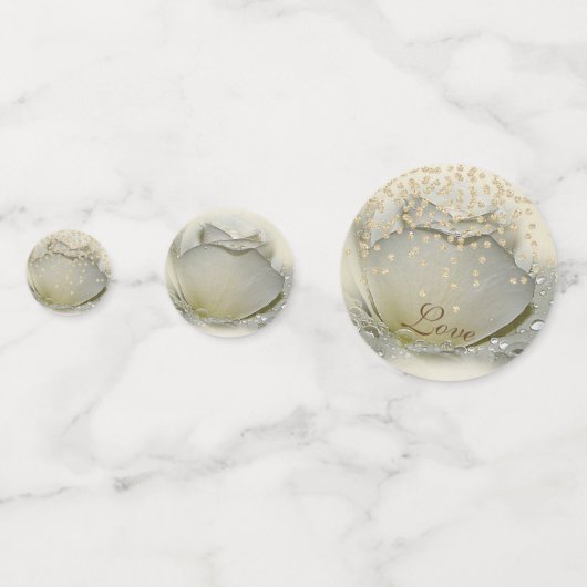 Elegante Rose ,Goldene Diamanten,Liebe Konfetti (Rückseiten)