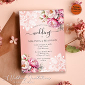 Elegante Rose Goldene Flora Hochzeit Einladung