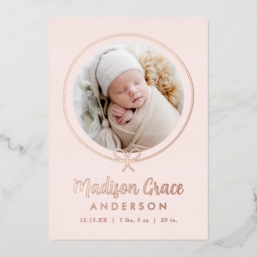 Elegante Rose Goldene Foil Ankündigung (Vorderseite)