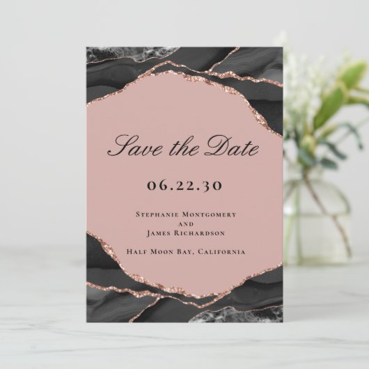Elegante Rose Goldene Foil Frische Pasta machen Fo Save The Date (Stehend Vorderseite)