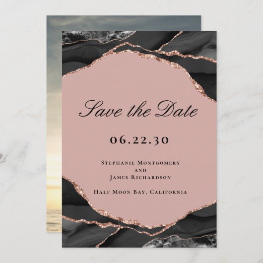 Elegante Rose Goldene Foil Frische Pasta machen Fo Save The Date (Vorne/Hinten)