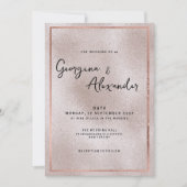 Elegante Rose Goldene Glitzer Hochzeit Einladung (Vorderseite)