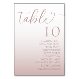 Elegante Rose Goldene Hochzeit Tischnummer