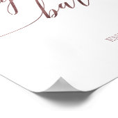 Elegante Rose Goldene Kalligrafie Bar Poster (Ecke)