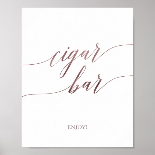 Elegante Rose Goldene Kalligrafie Bar Poster (Vorne)