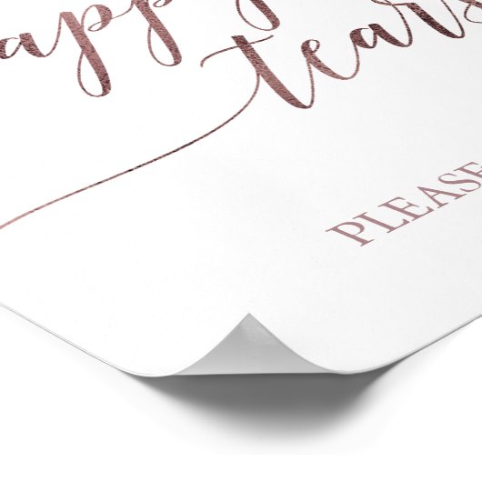 Elegante Rose Goldene Kalligrafie Happy Tears Tiss Poster (Ecke)