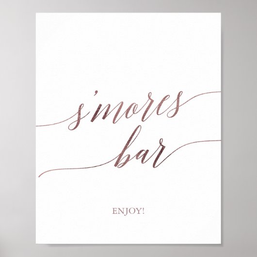 Elegante Rose Goldene Kalligraphie S'mores Bar Poster (Vorne)