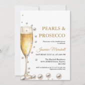 Elegante Rose Goldene Perlen & Prosecco Brautparty Einladung (Vorderseite)