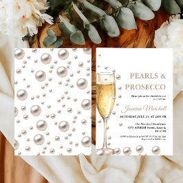 Elegante Rose Goldene Perlen & Prosecco Brautparty Einladung