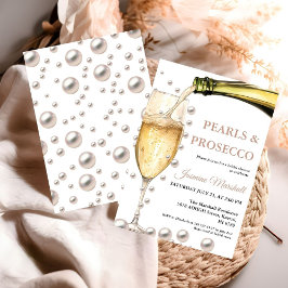 Elegante Rose Goldene Perlen & Prosecco Brautparty Einladung