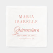 Elegante Rose Goldene Quinceanera Geburtstagsparty Servietten Mit Folie (Vorderseite)