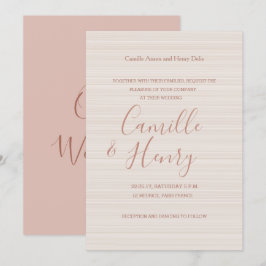 Elegante Rose goldene Streifen moderne Hochzeit Einladung