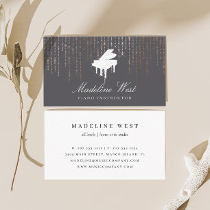 Elegante Rose Goldener Klavierlehrer Musiklehrer Visitenkarte