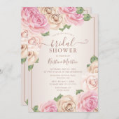 Elegante Rose Goldenes Flora Brautparty Einladung (Vorne/Hinten)