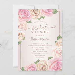 Elegante Rose Goldenes Flora Brautparty Einladung