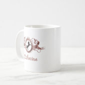 Elegante Rose Goldenes Horse Ribbon Wappen Name Kaffeetasse (Vorderseite Links)