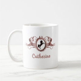 Elegante Rose Goldenes Horse Ribbon Wappen Name Kaffeetasse