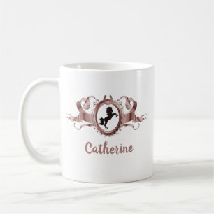 Elegante Rose Goldenes Horse Ribbon Wappen Name Kaffeetasse