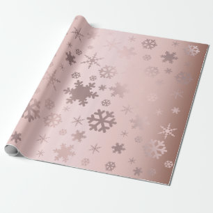 Elegante Rose Goldenes Schneeflockenmuster Geschenkpapier