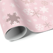 Elegante Rose Goldenes Schneeflockenmuster Geschenkpapier (Rolleneckpunkt)