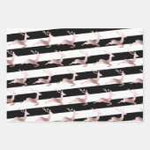 Elegante Rose goldenes Weihnachtsmuster gestreift Geschenkpapier Set (Vorderseite)