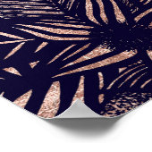 Elegante Rose Goldflorale Zeichnungen auf Navy Blu Poster (Ecke)