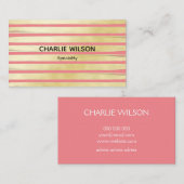 Elegante Rose Goldfolienfarbe gestreift beruflich Visitenkarte (Vorne/Hinten)