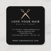 Elegante Rose Goldfolienschere Haarstilistin schwa Quadratische Visitenkarte (Rückseite)