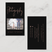 Elegante Rose Goldfotografie minimale Typografie Visitenkarte (Vorne/Hinten)