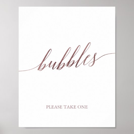 Elegante Rose Goldkalligraphie Blasen Zeichen Poster (Vorne)