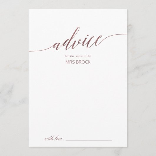 Elegante Rose Goldkalligraphie Hochzeit Hinweiskarte (Vorderseite)