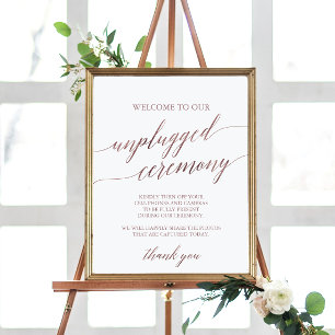 Elegante Rose Goldkalligraphie Unplugged Zeremonie Poster